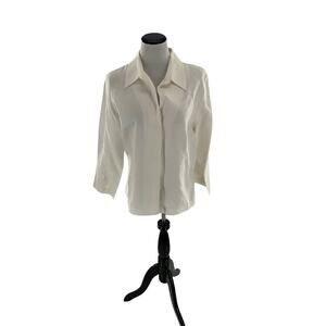 Lucy Pirada Blouse Womens Size Large 100% Linen Long Sleeves Embroidered Top